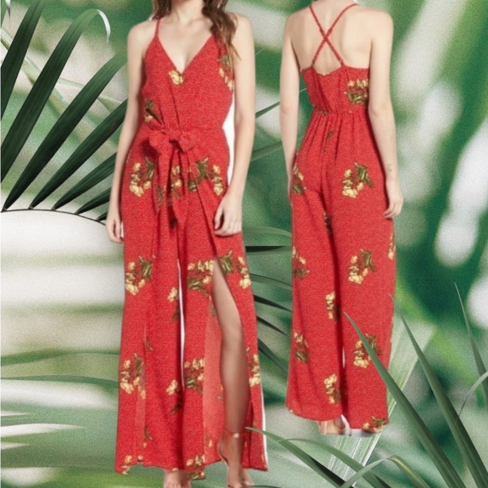 Socialite Floral polka dot jumpsuit - Size L - Picture 2 of 10